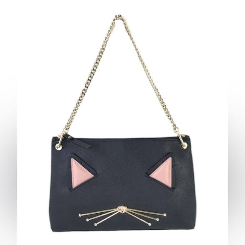 Kate Spade Jazz Things Up Cat River Convertible Crossbody Black - Picture 3 of 4